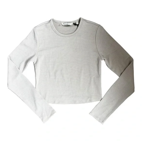 American Tall Cropped Long Sleeve Waffle Shirt for Tall Women DESERT ROSE Size S - Picture 5 of 13